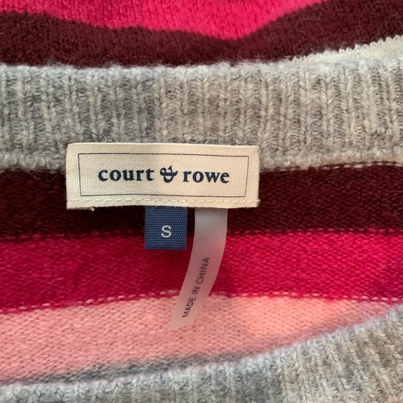 Court & Rowe Striped Wool Blend Sweater Pink White Black Size Small - Picture 5 of 6